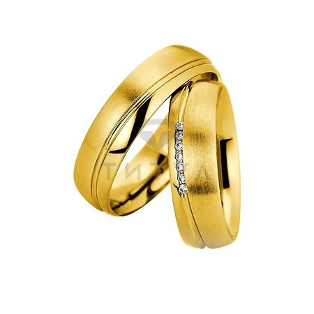 Т-27961 золотые парные обручальные кольца (ширина 6 мм.) (цена за пару)