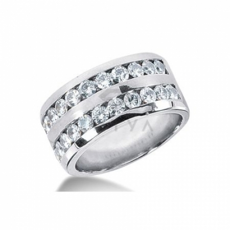 М-12691 мужское кольцо из белого золота с муассанитами