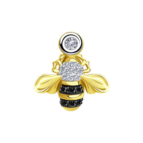SOKOLOV Подвеска из желтого золота с бриллиантами и черными облагороженными бриллиантами