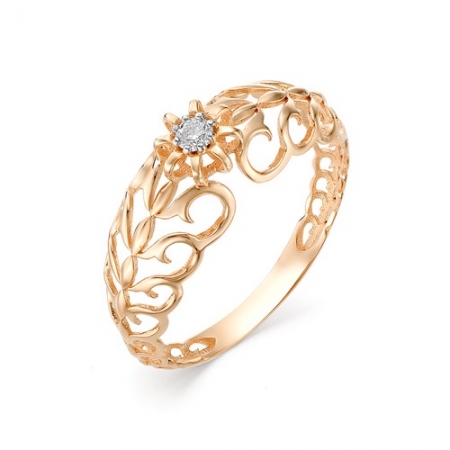 Золотое кольцо Ажурное (Бриллиант)