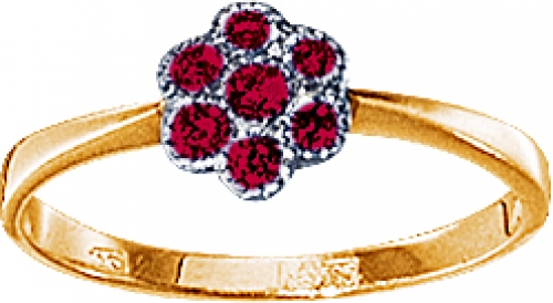 Кольцо из красного золота с рубинами
