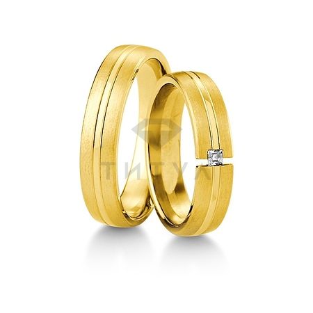 Т-28456 золотые парные обручальные кольца (ширина 5 мм.) (цена за пару)