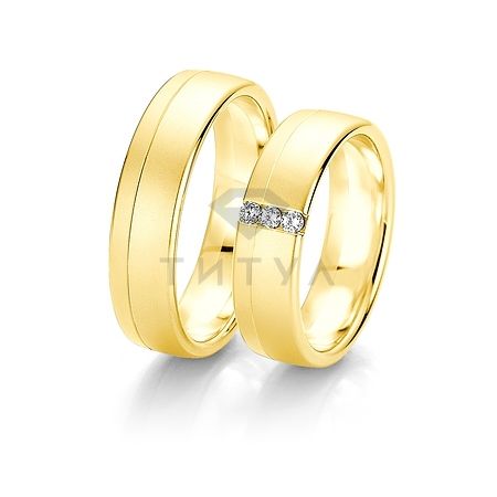 Т-28105 золотые парные обручальные кольца (ширина 6 мм.) (цена за пару)