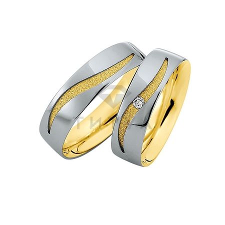 Т-28249 золотые парные обручальные кольца (ширина 6 мм.) (цена за пару)