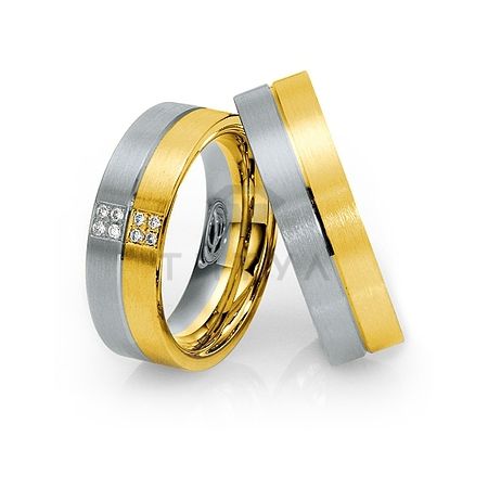 Т-28956 золотые парные обручальные кольца (ширина 6 мм.) (цена за пару)