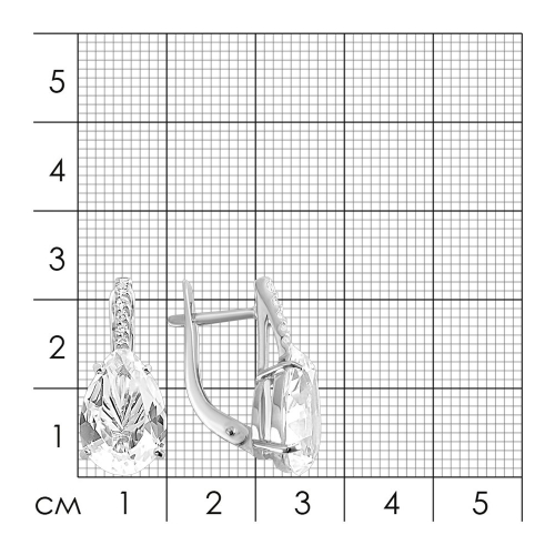 Серьги из белого золота с горным хрусталём и фианитами