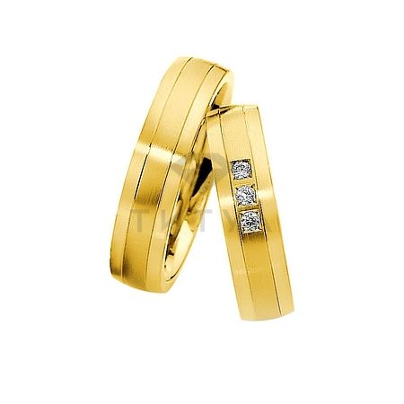 Т-28150 золотые парные обручальные кольца (ширина 5 мм.) (цена за пару)