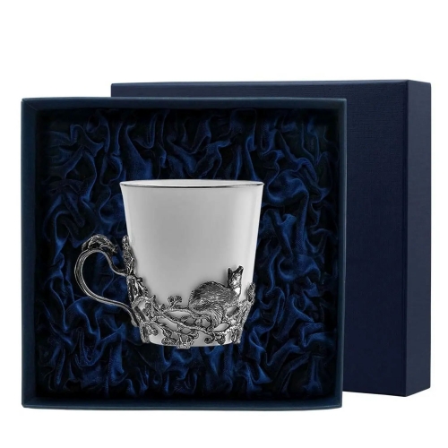 Чашка чайная "Куница" с чернением (Серебро 925)