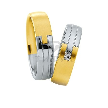 Т-28543 золотые парные обручальные кольца (ширина 6 мм.) (цена за пару)