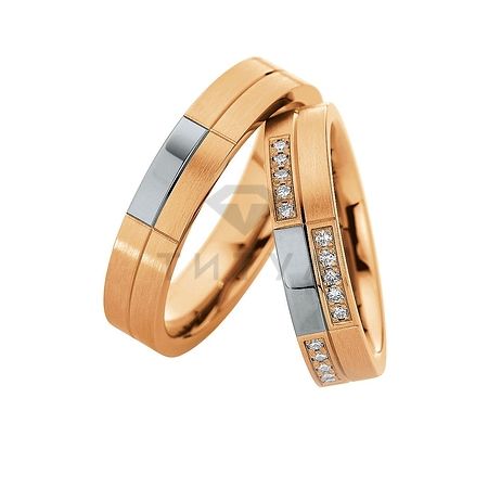 Т-28703 золотые парные обручальные кольца (ширина 5 мм.) (цена за пару)