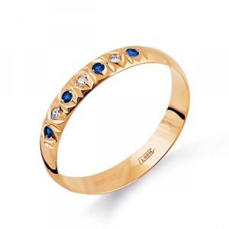 Т10161733 золотое кольцо обручальное с сапфирами, бриллиантами