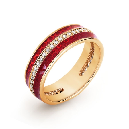 Т157016658 золотое кольцо с эмалью, фианитами