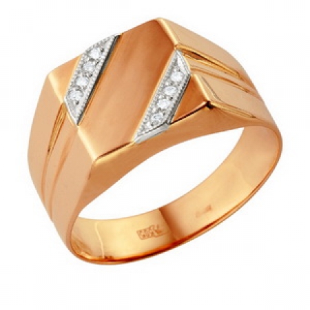 Т-12918 мужское золотое кольцо с бриллиантами