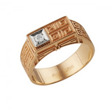 Т-12920 мужское золотое кольцо с бриллиантами