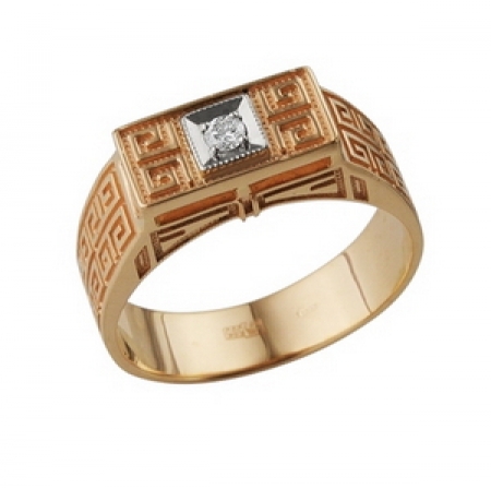 Т-12921 мужское золотое кольцо с бриллиантами