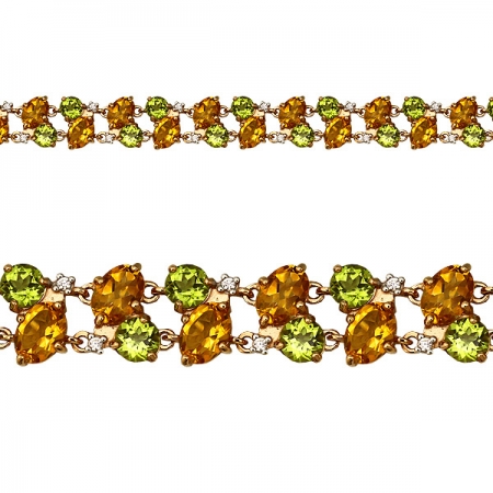 Ювелирная компания «ТИТУЛ» Золотой браслет с цитринами, хризолитами