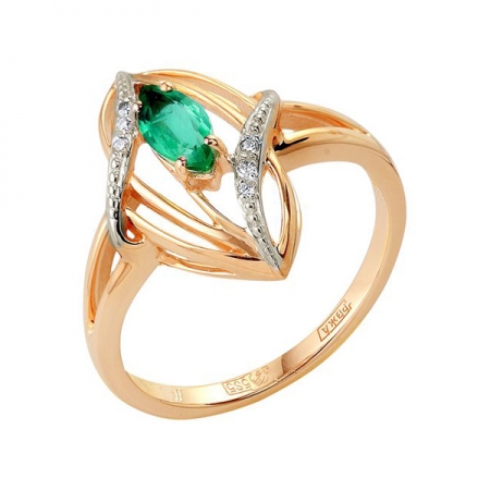 Ювелирная компания «ТИТУЛ» Золотое кольцо с изумрудом и бриллиантами
