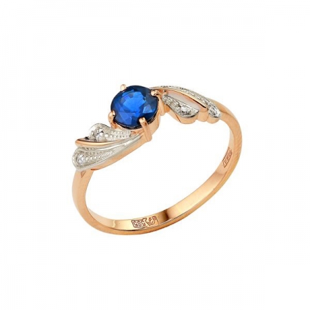 Т-12849 золотое кольцо с сапфиром и бриллиантами