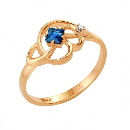 Т-13323 золотое кольцо с сапфиром и бриллиантами