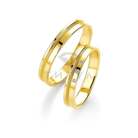 Т-26908 золотые парные обручальные кольца (ширина 3 мм.) (цена за пару)