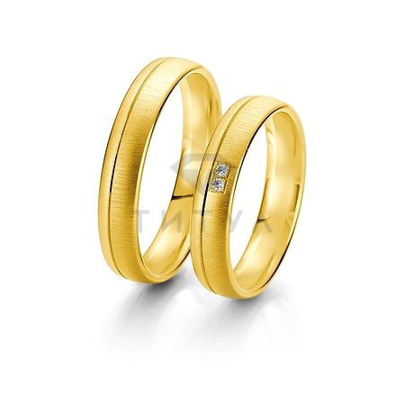 Т-27322 золотые парные обручальные кольца (ширина 4 мм.) (цена за пару)