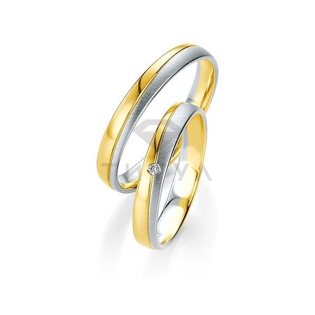 Т-26851 золотые парные обручальные кольца (ширина 3 мм.) (цена за пару)