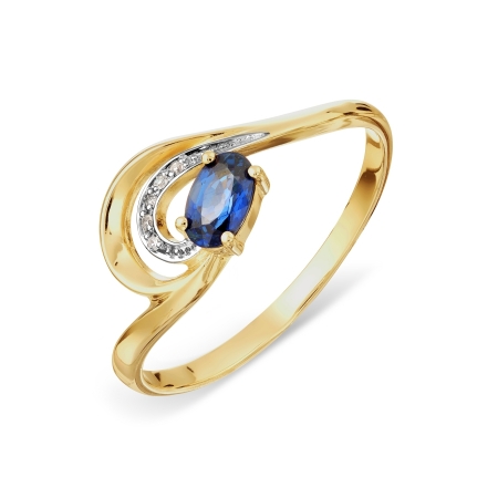 Т941017218 кольцо из желтого золота с сапфиром, бриллиантами
