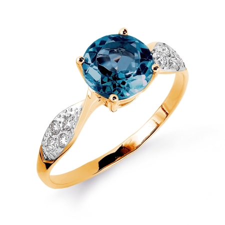 Т141015120-01 золотое кольцо с топазом, бриллиантами