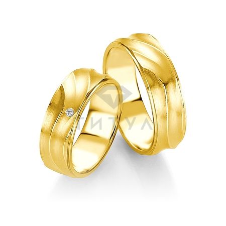 Т-28832 золотые парные обручальные кольца (ширина 7 мм.) (цена за пару)