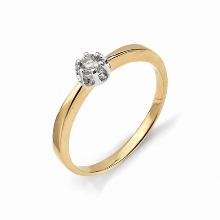 1576-100 золотое кольцо с одним бриллиантом