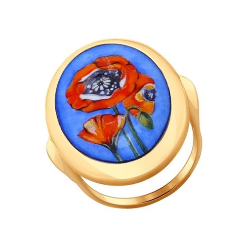 SOKOLOV Золотое кольцо «Мак» без камней SOKOLOV