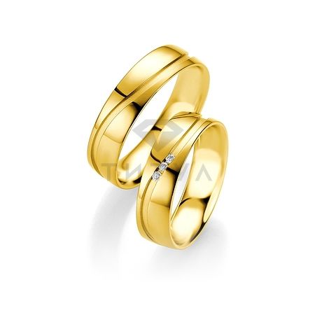 Т-28151 золотые парные обручальные кольца (ширина 6 мм.) (цена за пару)
