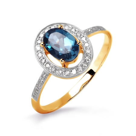 Золотое кольцо с топазом, бриллиантами