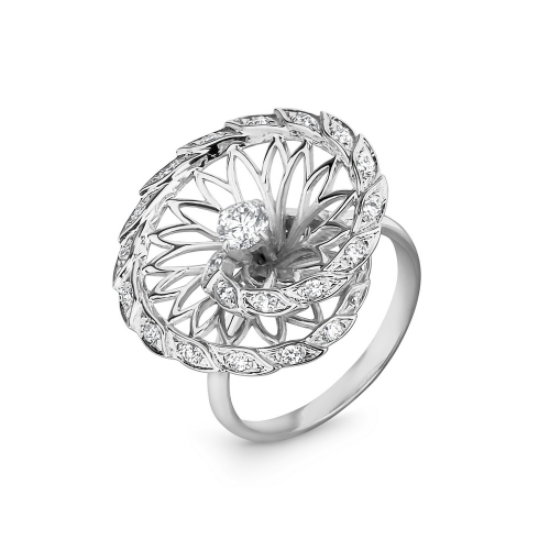 Костромской ювелирный завод Эксклюзивное кольцо из белого золота с бриллиантами