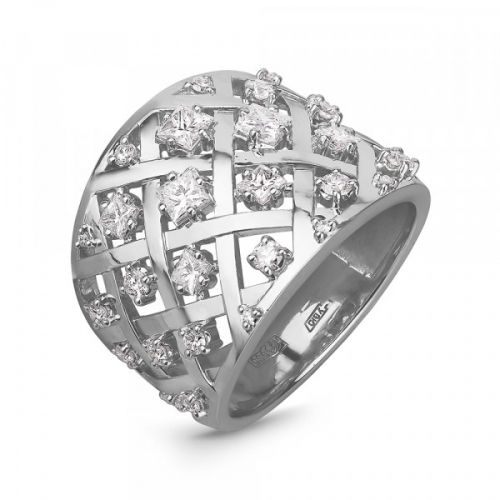 Костромской ювелирный завод Эксклюзивное кольцо из белого золота с бриллиантами