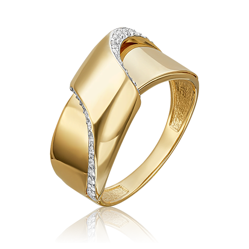Ювелирный завод «Платина» Кольцо из желтого золота с фианитом
