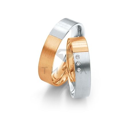 Т-28005 золотые парные обручальные кольца (ширина 5 мм.) (цена за пару)