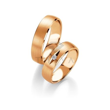 Т-28561 золотые парные обручальные кольца (ширина 6 мм.) (цена за пару)