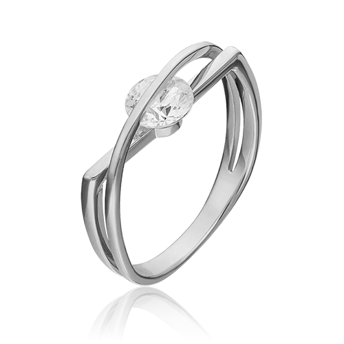 Женское кольцо из белого золота с фианитом