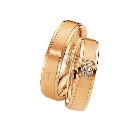Т-28439 золотые парные обручальные кольца (ширина 5 мм.) (цена за пару)