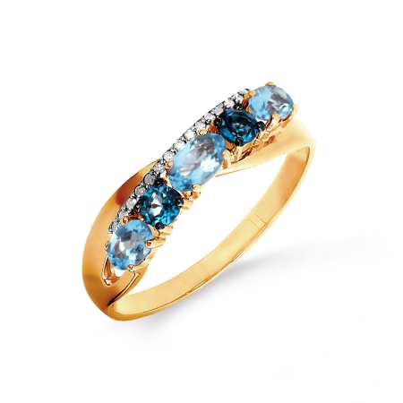 Т111016462-1 золотое кольцо с топазами, бриллиантами