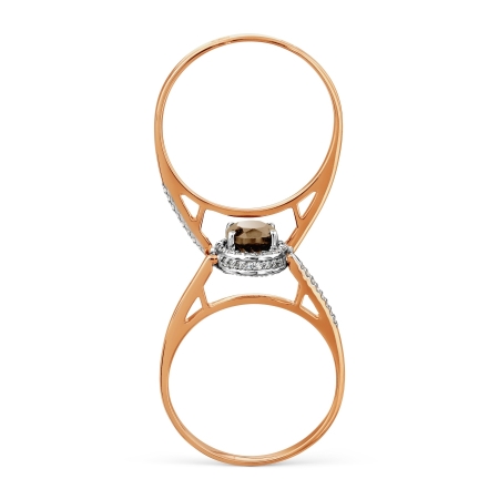Т131017095 золотое кольцо с раухтопазом и бриллиантом