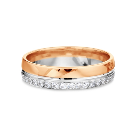 Т132019069 обручальное кольцо из комбинированного золота с фианитами