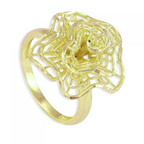 Кольцо Ажурный цветок из желтого золота
