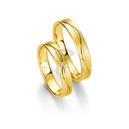 Т-26961 золотые парные обручальные кольца (ширина 4 мм.) (цена за пару)