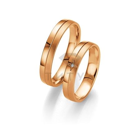 Т-26917 золотые парные обручальные кольца (ширина 4 мм.) (цена за пару)