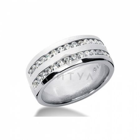 М-12690 мужское кольцо из белого золота с муассанитами