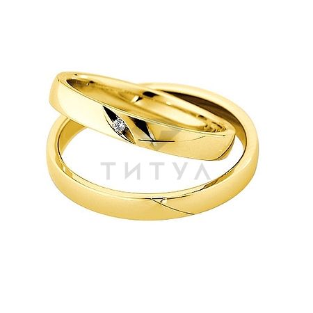 Т-26818 золотые парные обручальные кольца (ширина 3 мм.) (цена за пару)