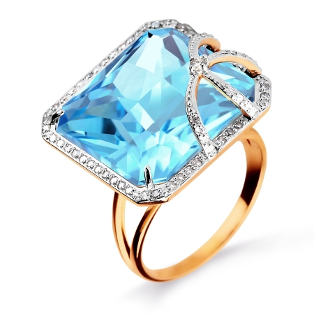 Т141015833-01 золотое кольцо с топазом и бриллиантами