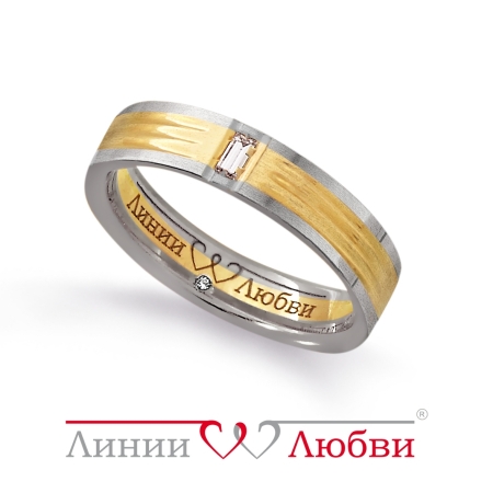 Л23151150 кольцо обручальное из комбинированного золота с бриллиантами